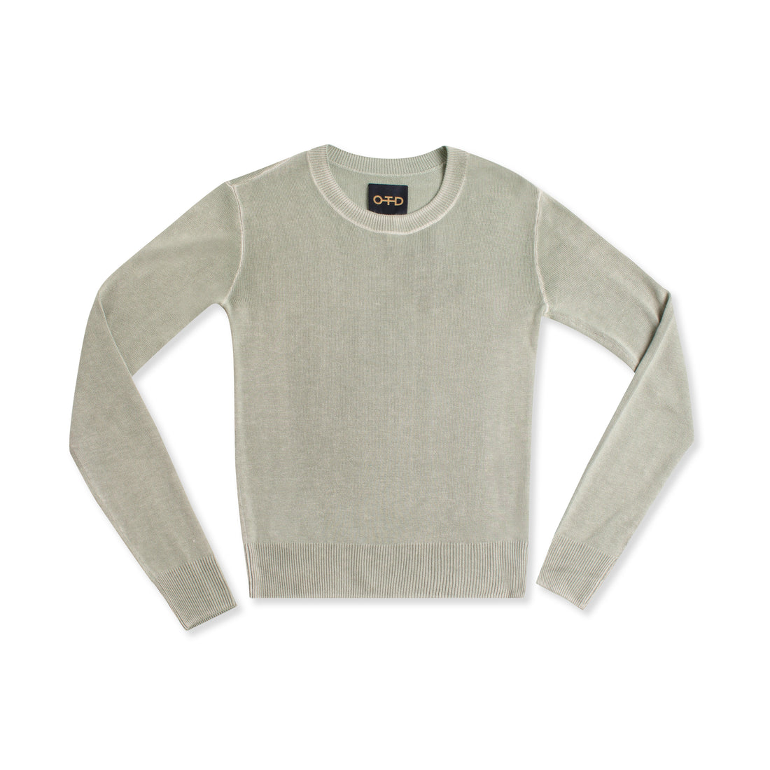 Long Sleeve Deep Split Crew Sweater (Misty Blue)