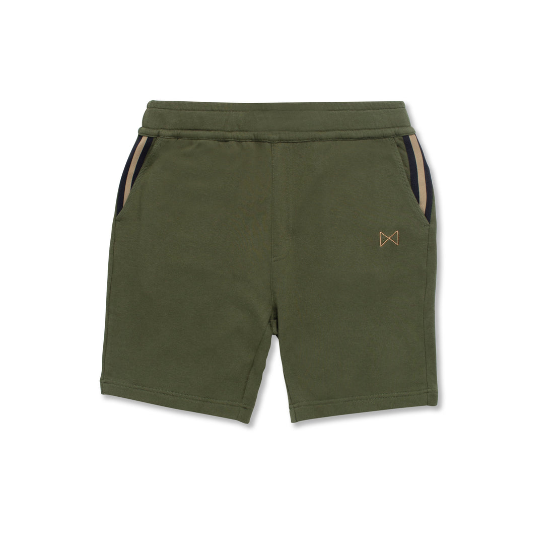 Knit Sweat Short With Pocket Stripe Detail (Dark Olive)