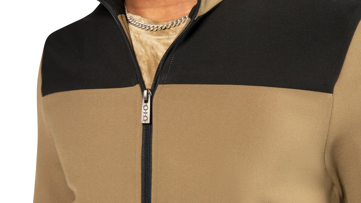 Men's Colorblocked Track Jacket in Khaki | Men's Jackets - On This Day ...