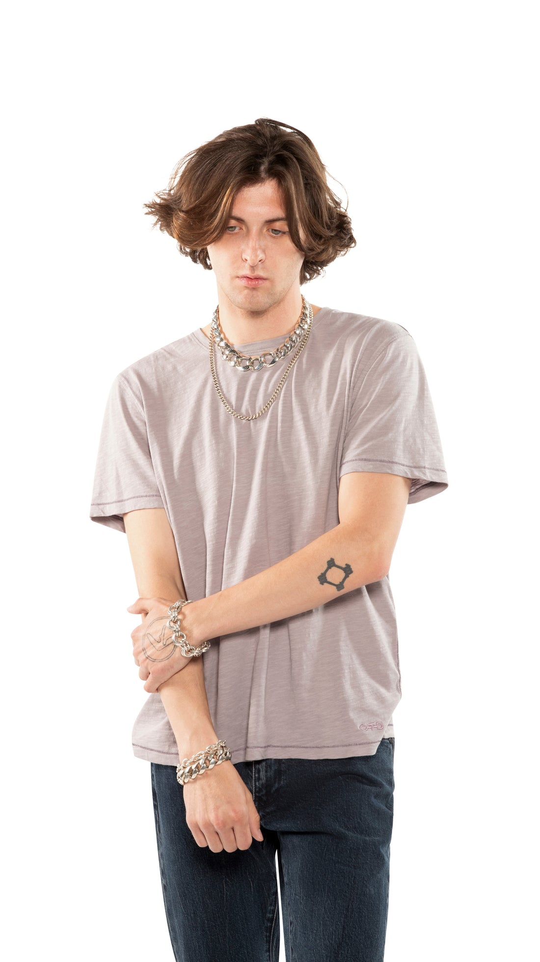 Short Sleeve Crewneck Knit Tee (Light Lavender)