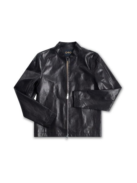 Men's Leather Racer Jacket in Black | Men's Jackets & Coats