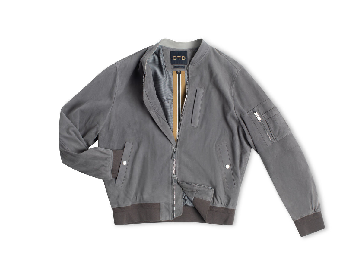 Lightweight Suede Flight Jacket | Men's Concrete Suede Flight Jacket ...