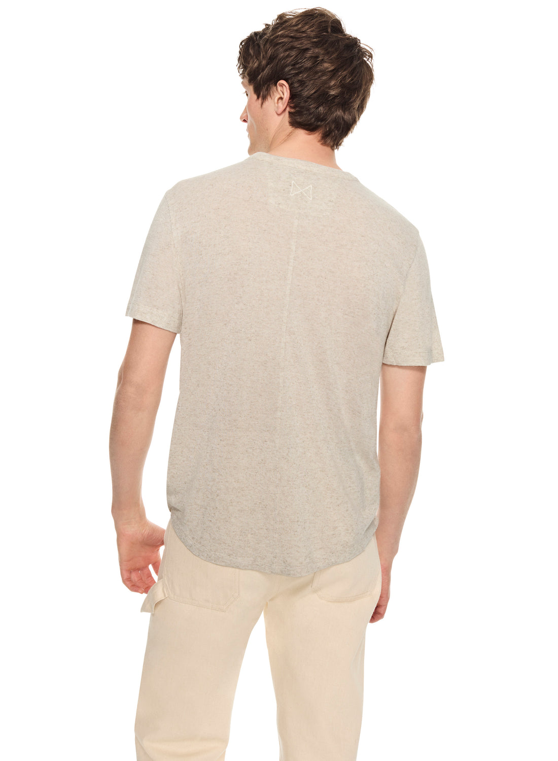 Linen-Blend Crewneck Tee (Oatmeal Melange)