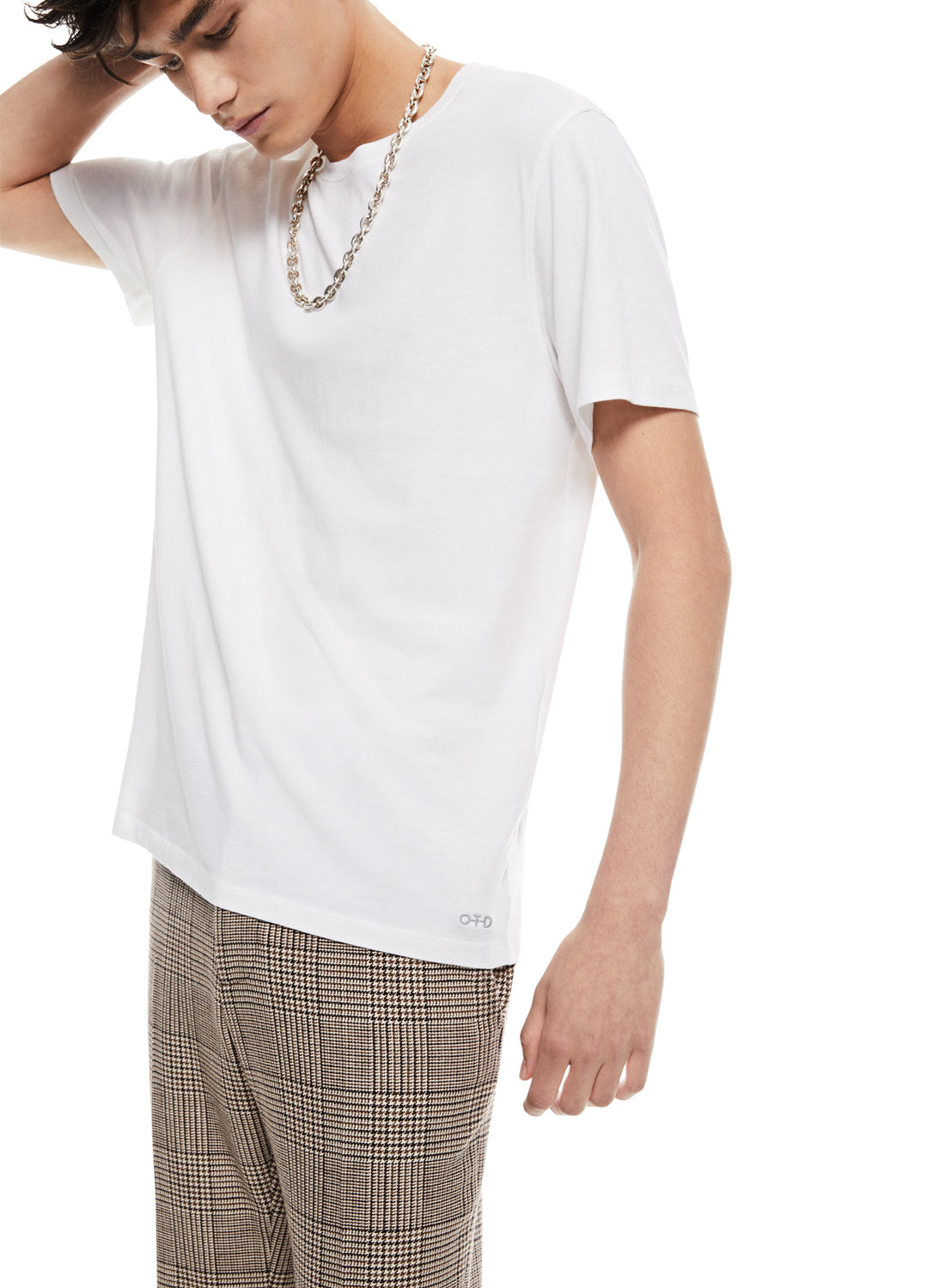 Back of Men's White Cotton-Jersey Tee