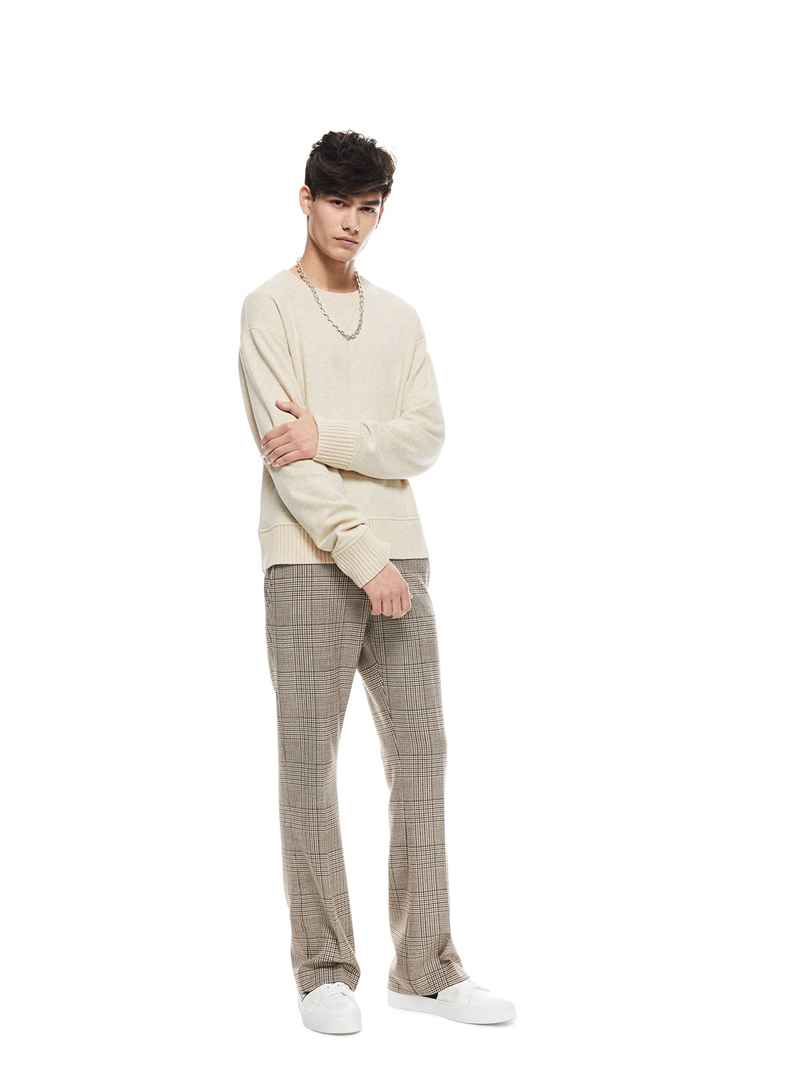 Front of Men's Oatmeal Melange French Terry Sweatshirt