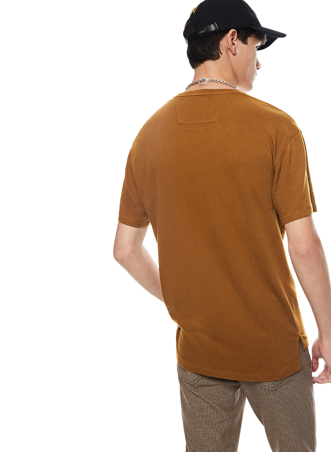 Back of Men's Copper Crewneck Knit Tee