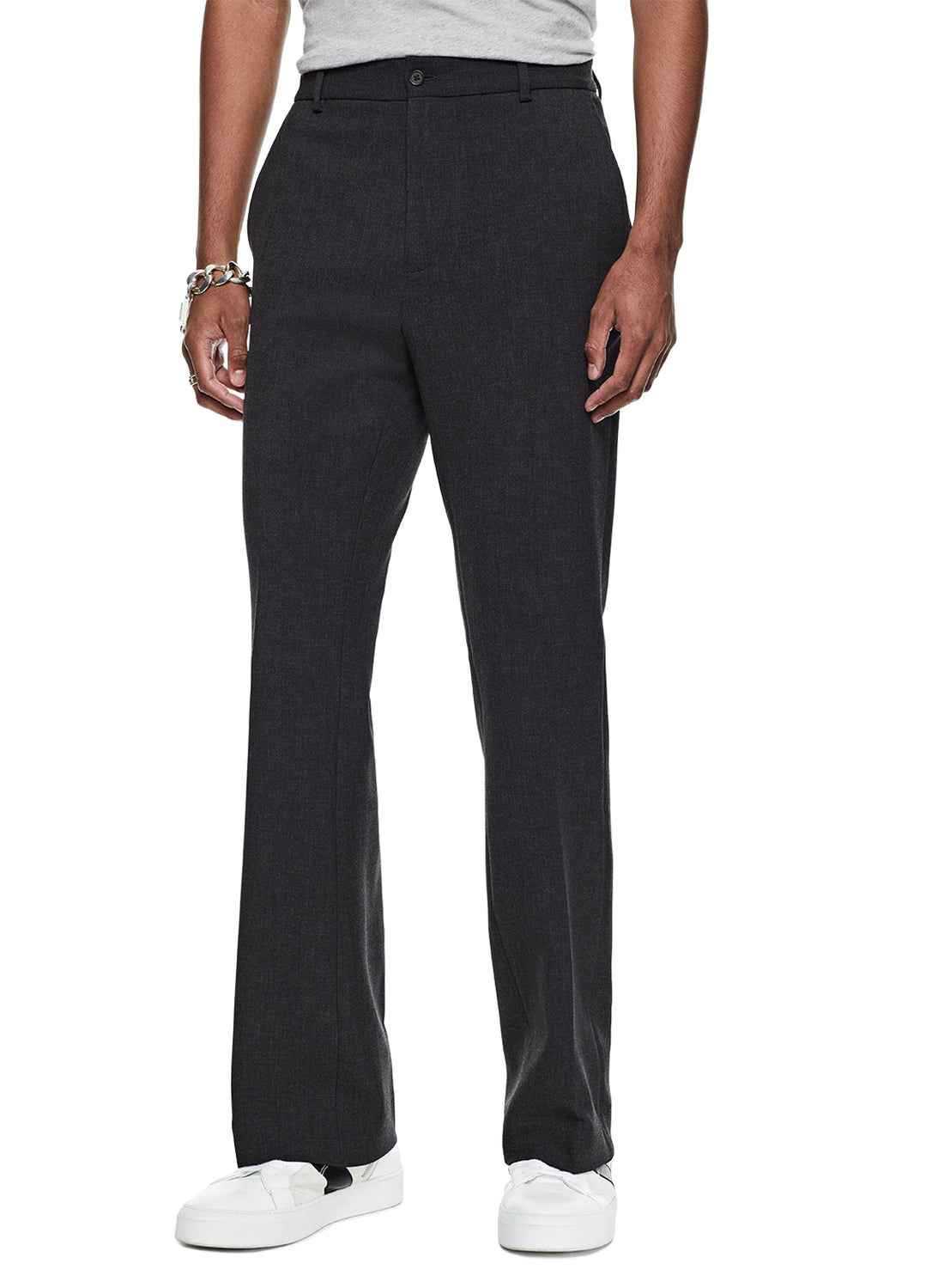 Front of Men's Charcoal Flare Pants