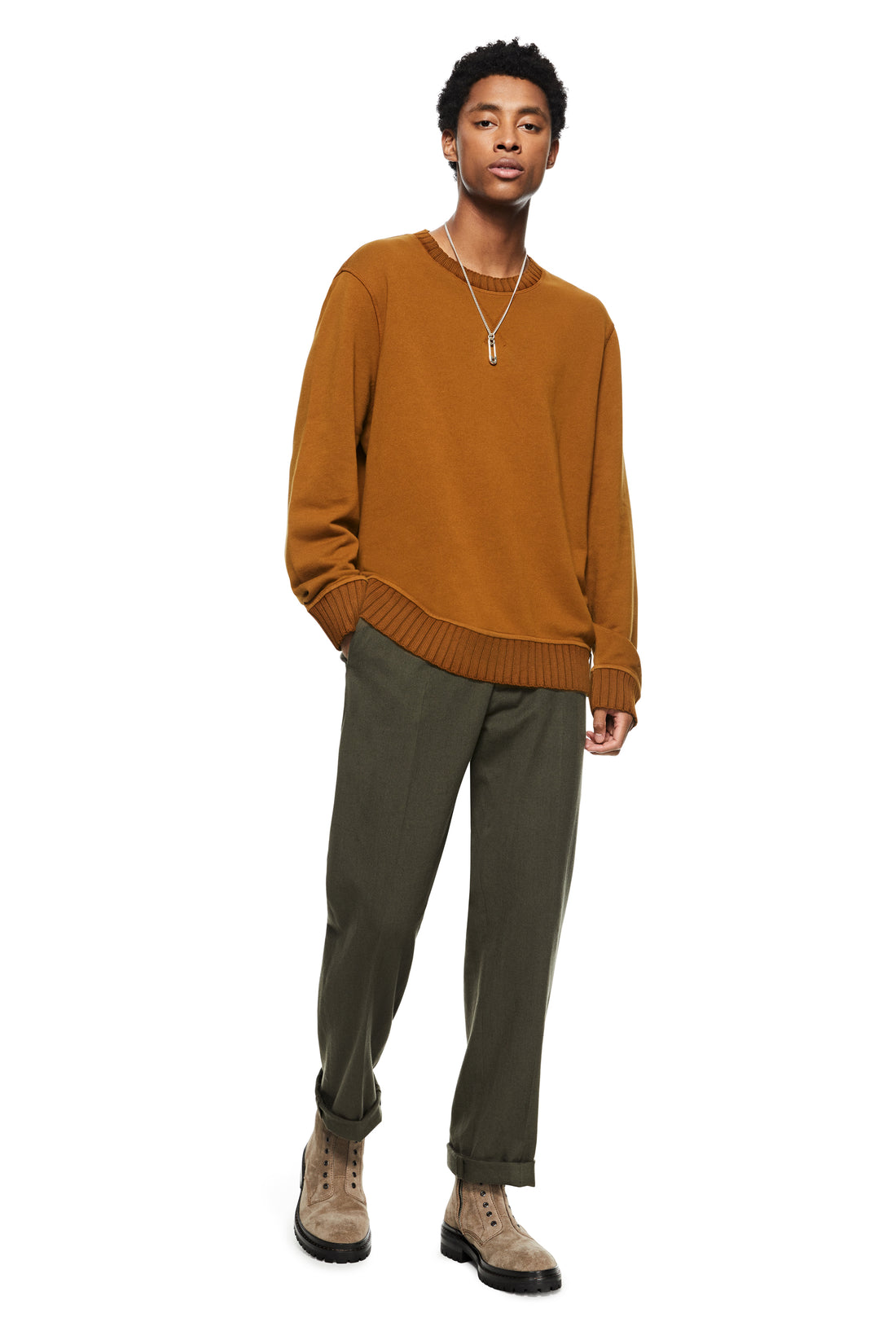 Man in Copper Signature Crewneck Sweatshirt