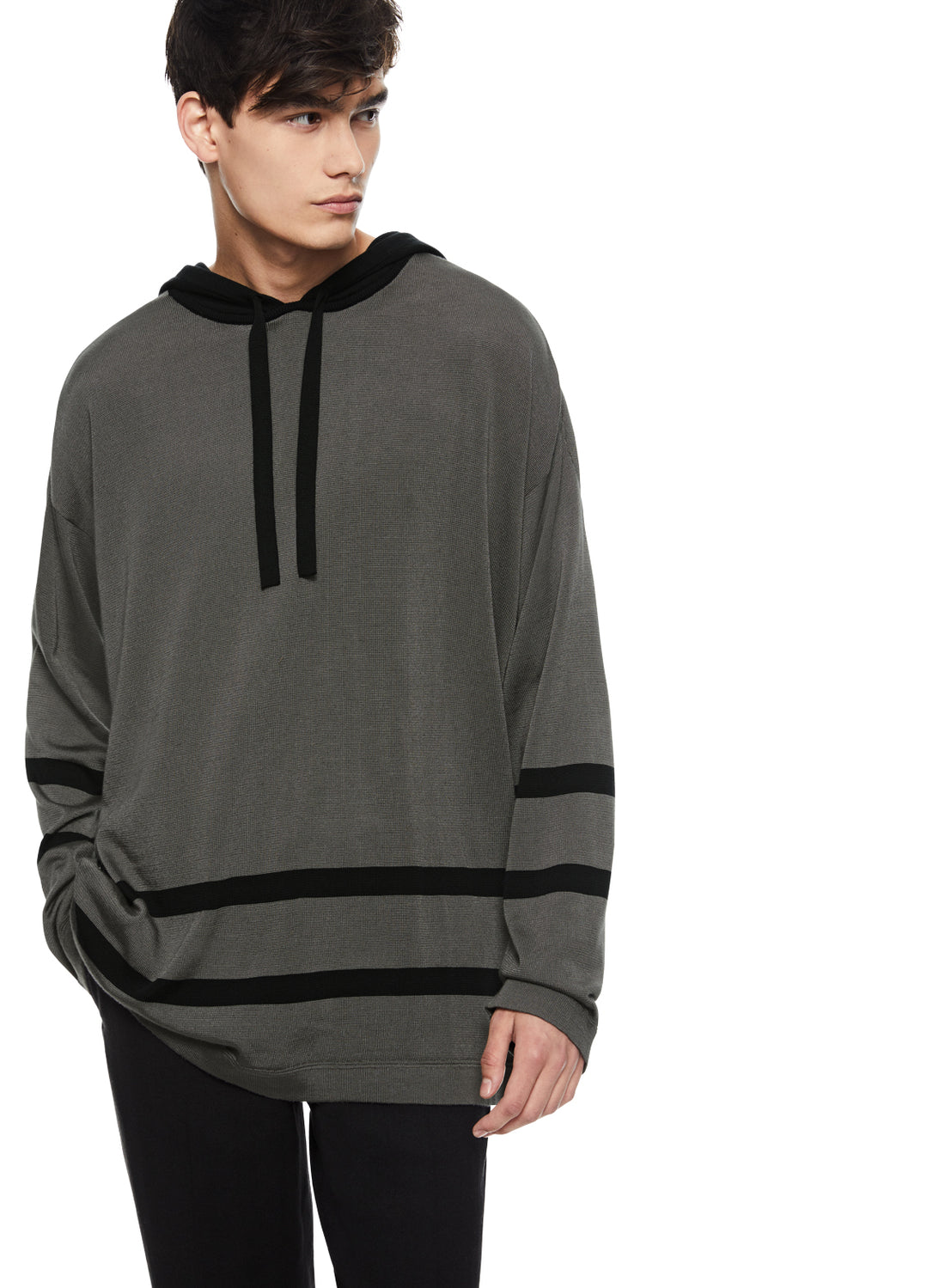 Front of Grey Oversized Hockey Sweater