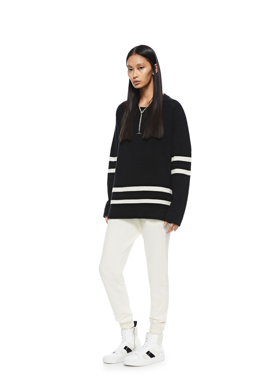 Man in Black Cashmere-Blend Hockey Sweater
