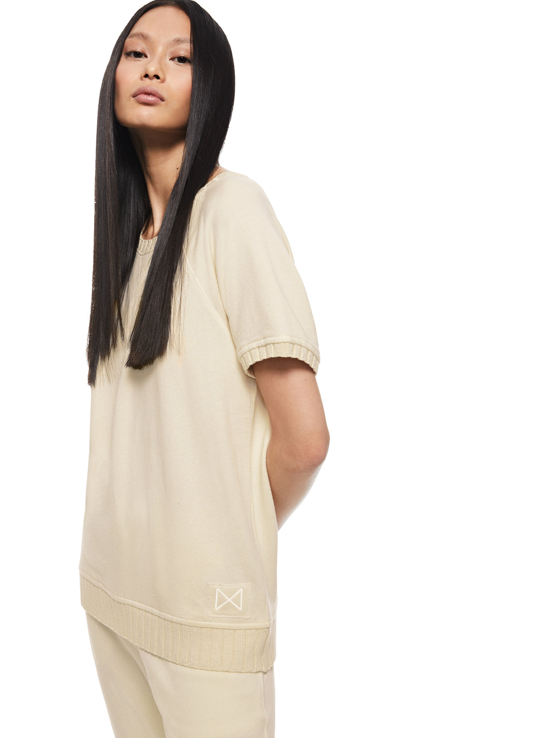Side of Ivory Short Sleeve French Terry Sweatshirt