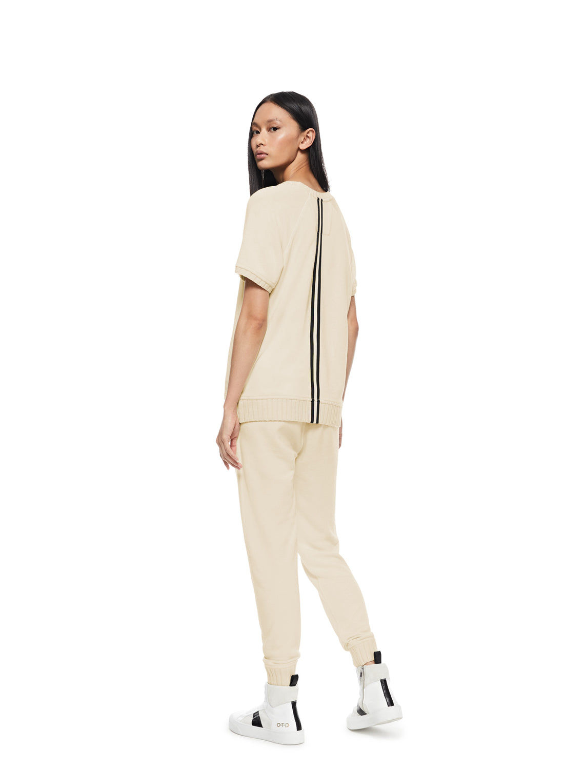 Back of Ivory Short Sleeve French Terry Sweatshirt