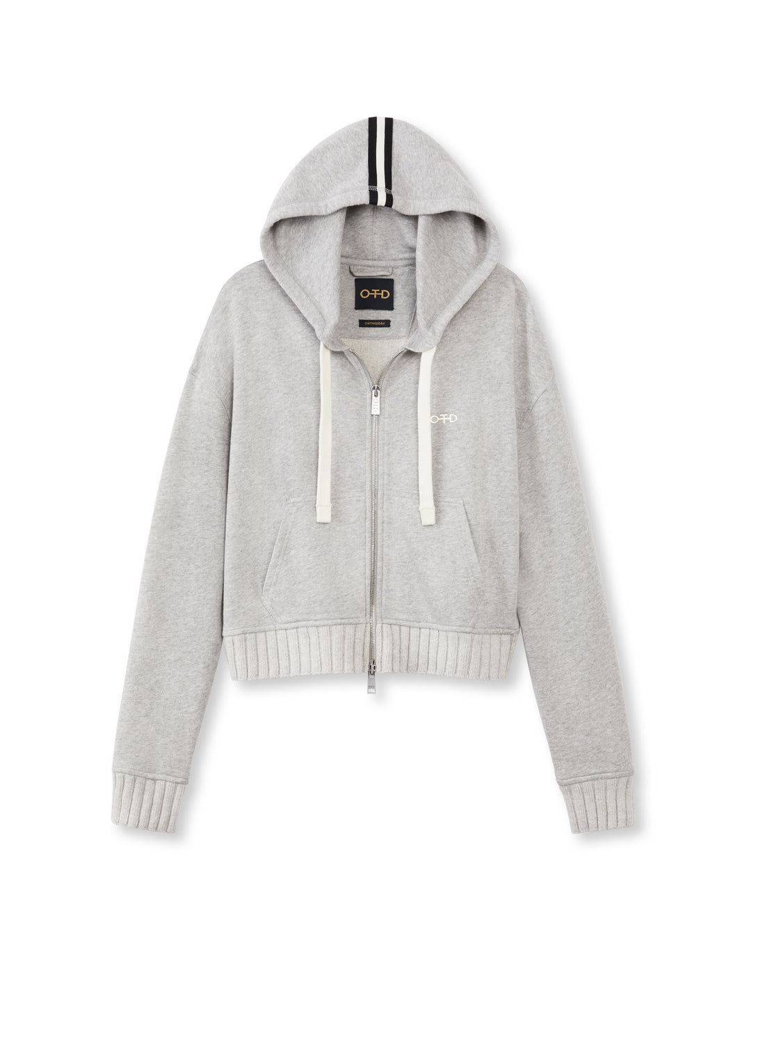 Women's Light Grey Heather Cropped Zip Hoodie