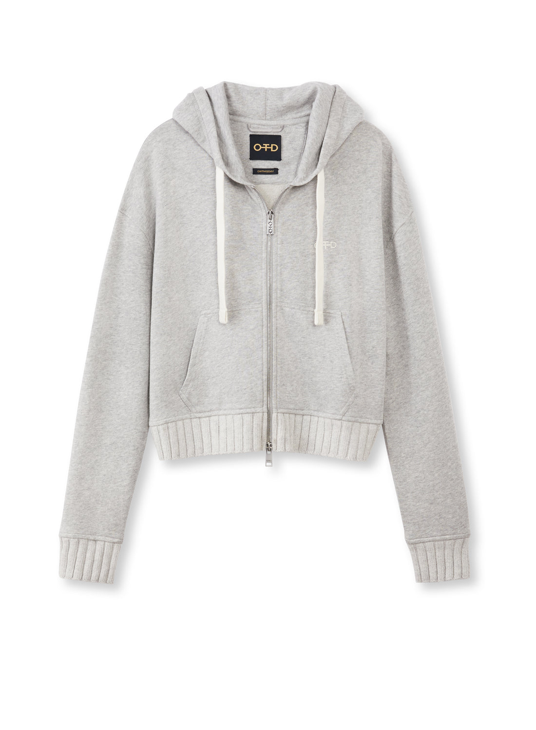 Women's Light Grey Heather Cropped Zip Hoodie