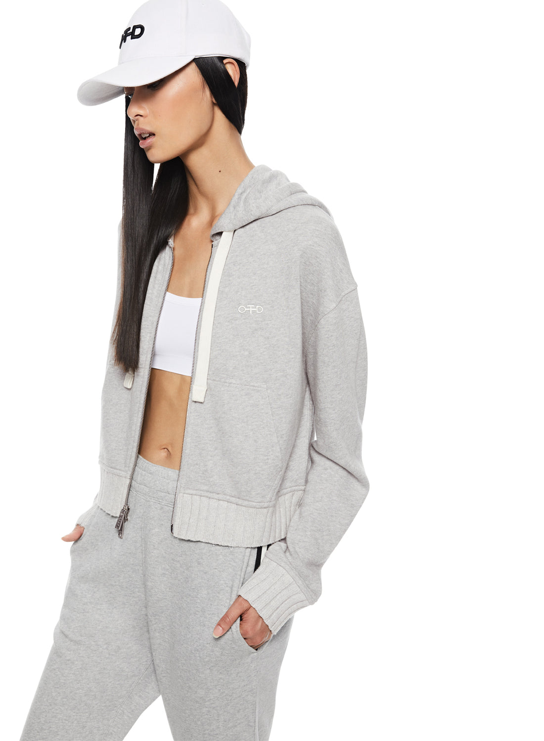Side of Women's Cropped Zip Hoodie