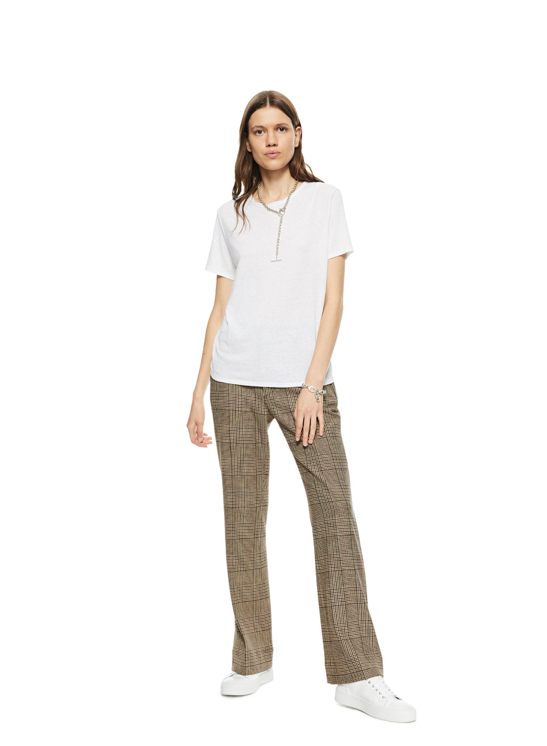 Front of Women's Ivory Linen-Blend Tee