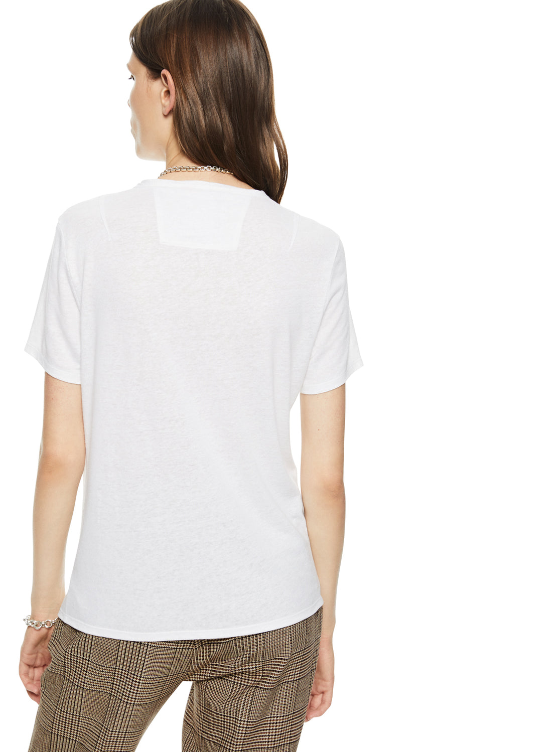 Back of Women's Ivory Linen-Blend Tee