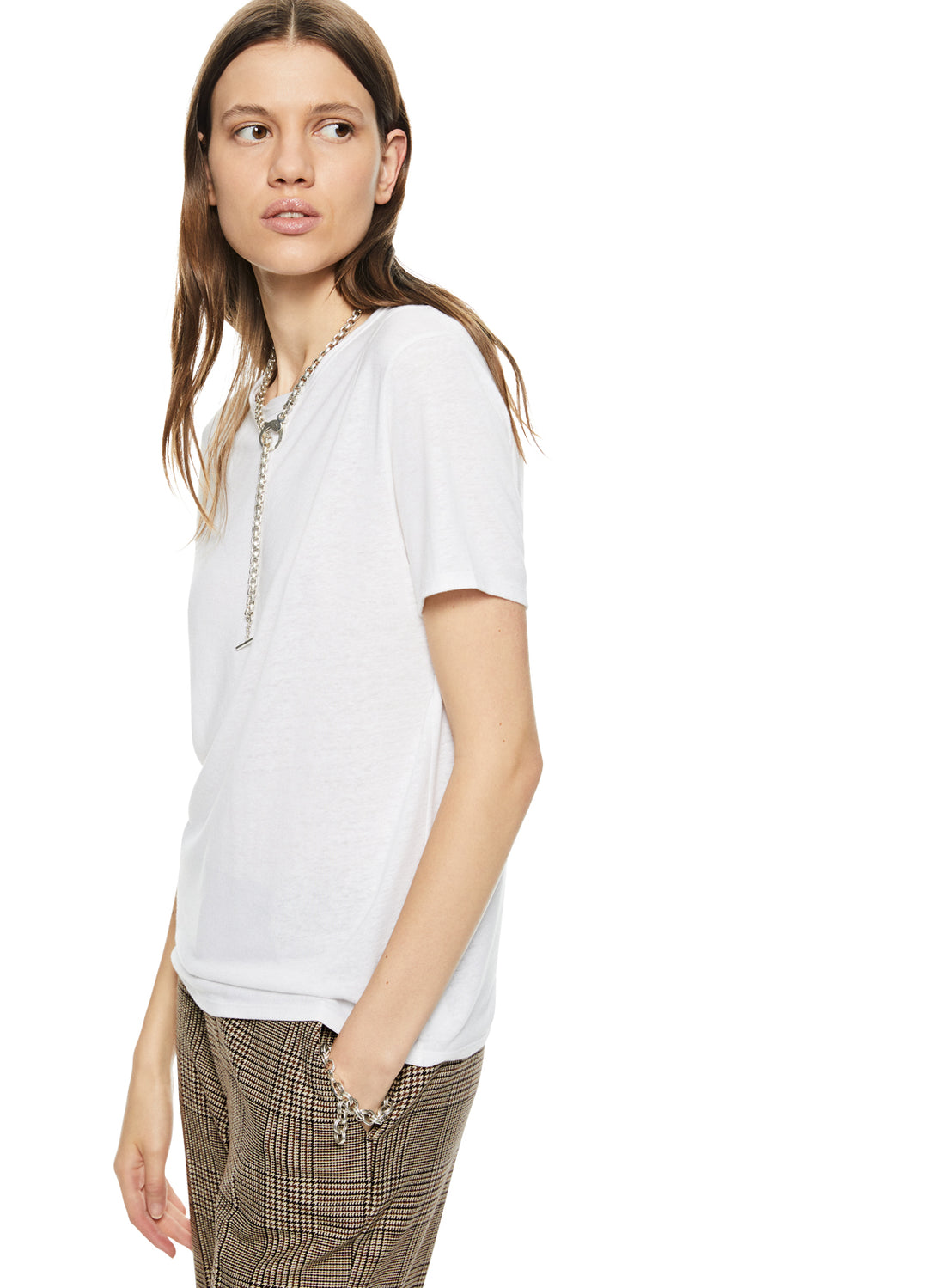 Side of Women's Ivory Linen-Blend Tee