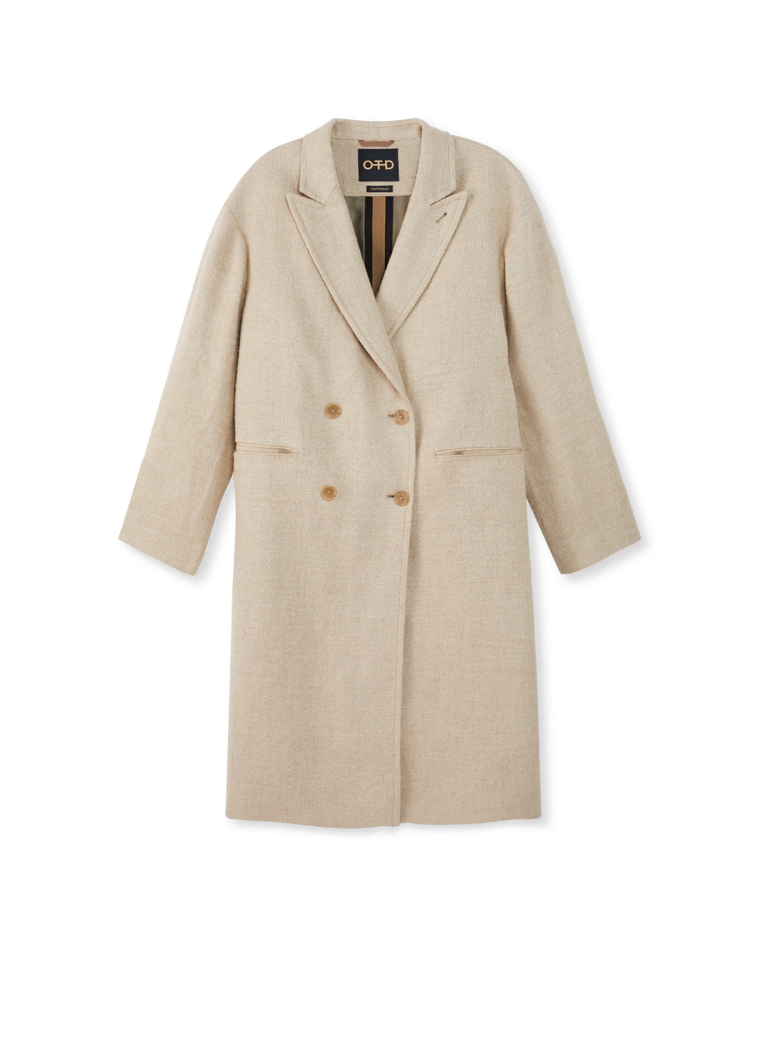 Side of Women's Black Brushed Linen Oversized Coat