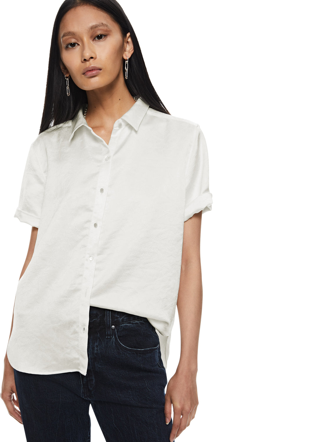 Women's Short Sleeve Buttoned Shirt in Ivory | Women's Button Down OTD ON THIS DAY Women's Short Sleeve Buttoned Shirt in Ivory | Women's Button Down OTD ON THIS DAY