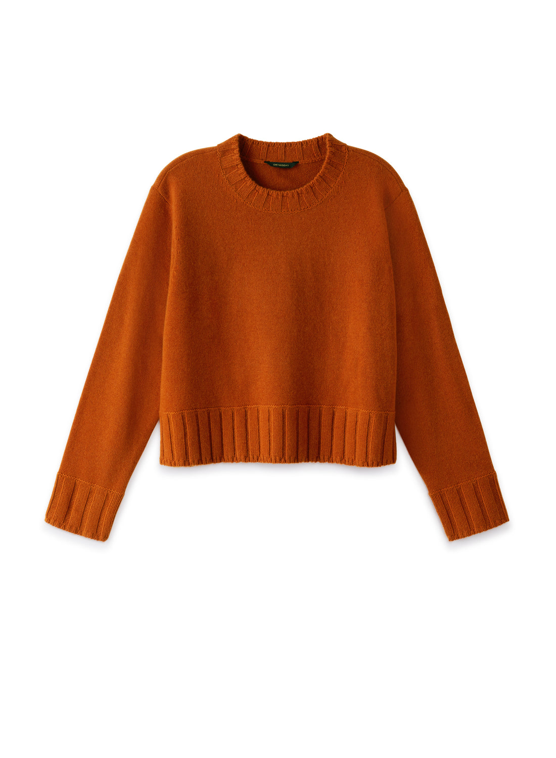 Front of Women's Neon Yellow Cashmere-Blend Crewneck Sweater - Image #2