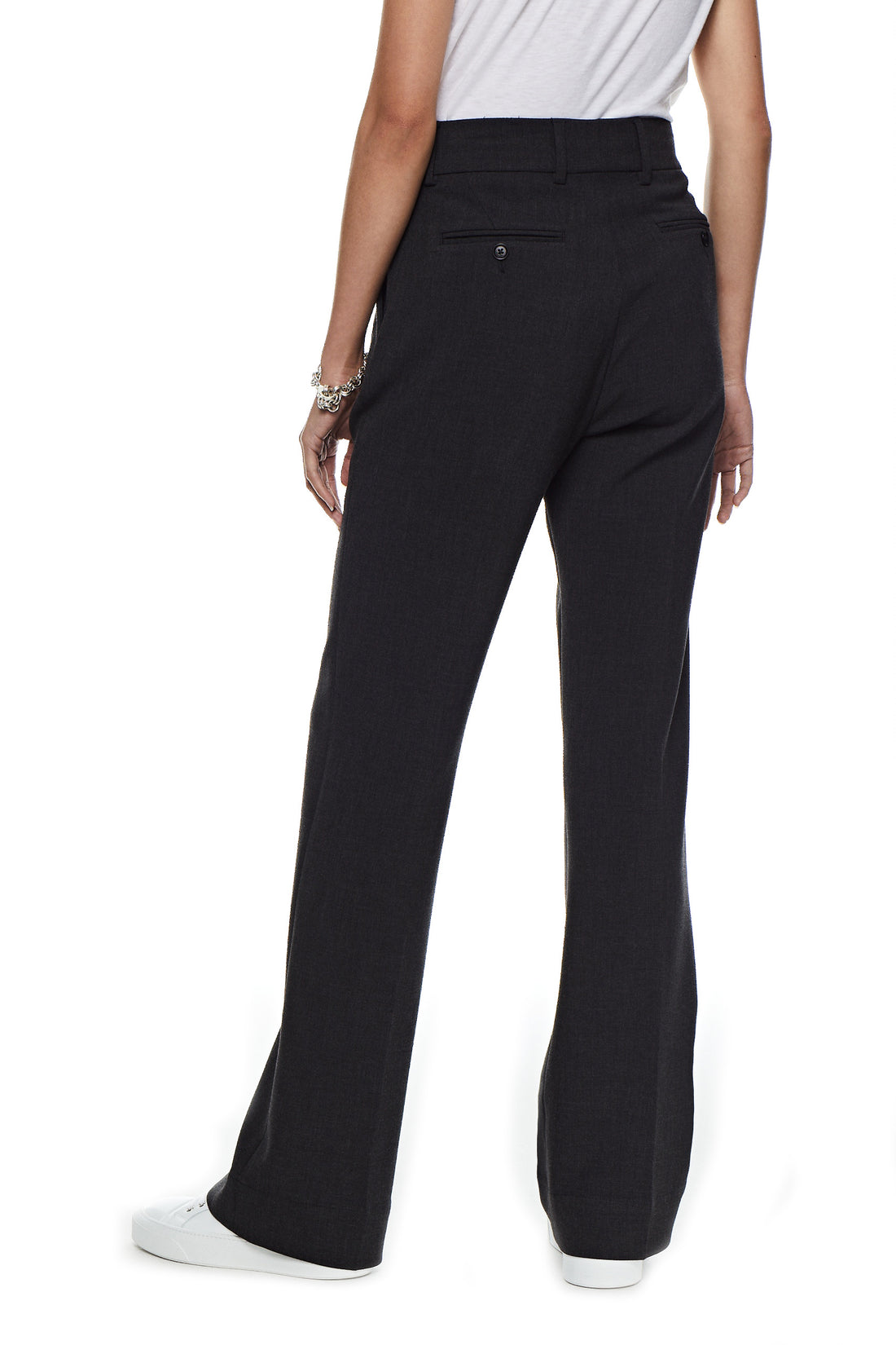 Back of Women's Charcoal Flare Leg Pant