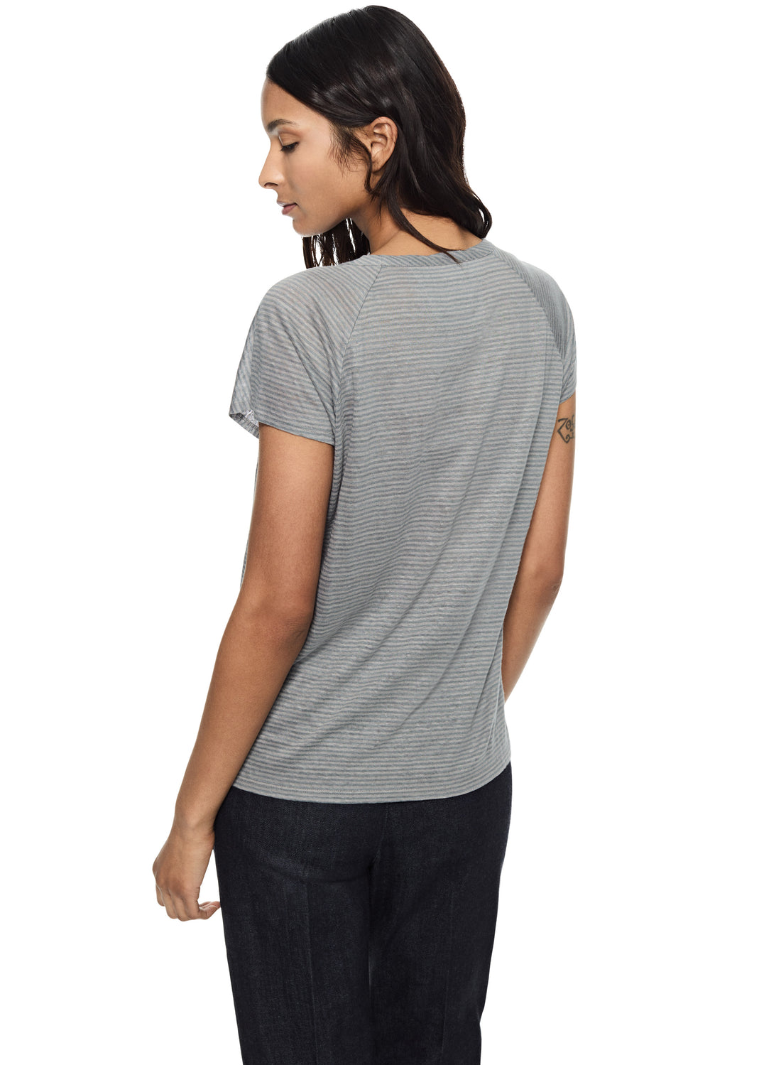 Linen Stripe Pocket Tee (Blue Slate)