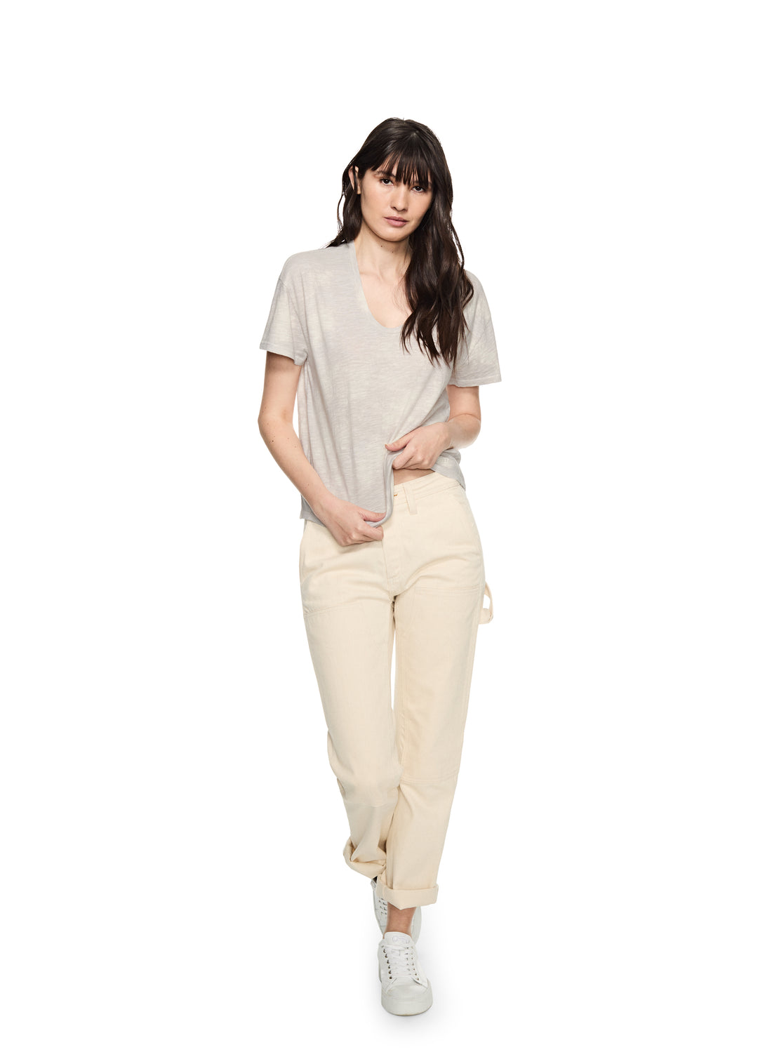 Jersey Scoop-Neck Tee (Pearl Grey)