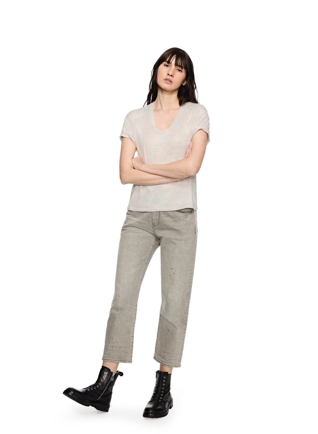 Jersey Scoop-Neck Tee (Pearl Grey)