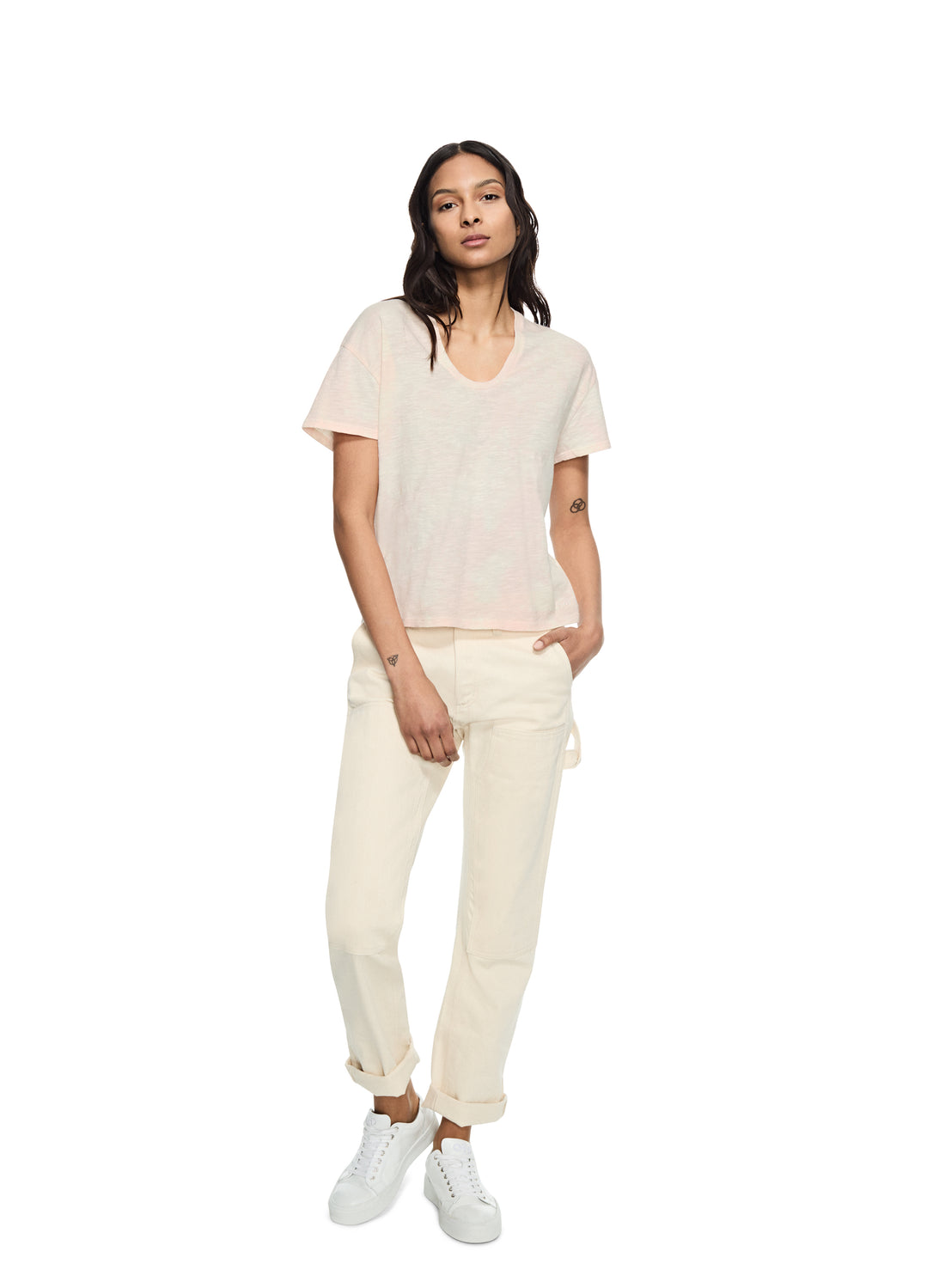 Jersey Scoop-Neck Tee (Pale Coral)
