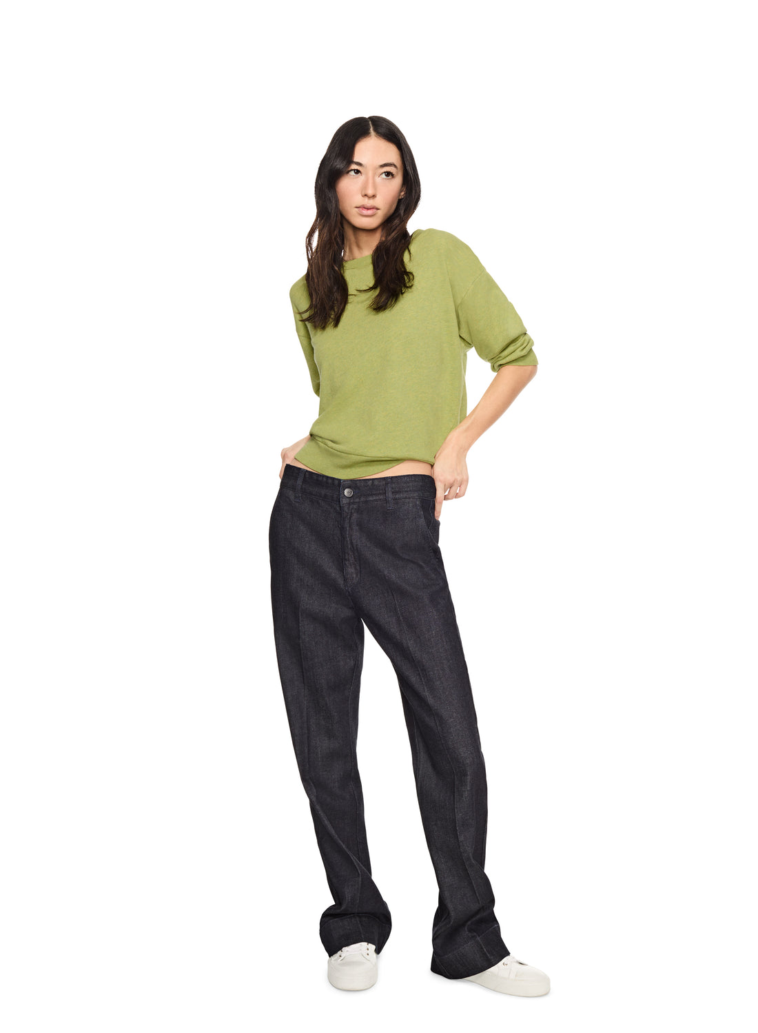 Lightweight Sweatshirt With Puff Sleeve (Pear Green Heather)