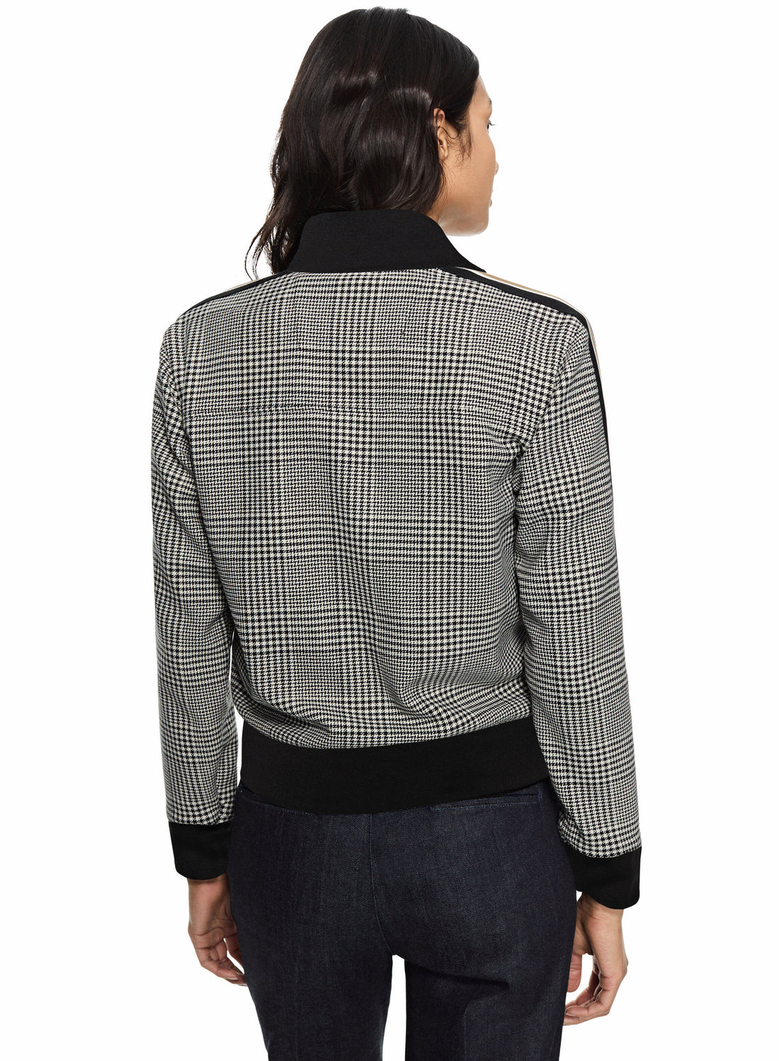 Glen Plaid Track Jacket With Side Tape Detail